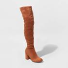 Women's Tonya Microsuede Heeled Fashion Boots - A New Day Cognac