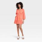 Women's Puff 3/4 Sleeve Eyelet Dress - Universal Thread Orange