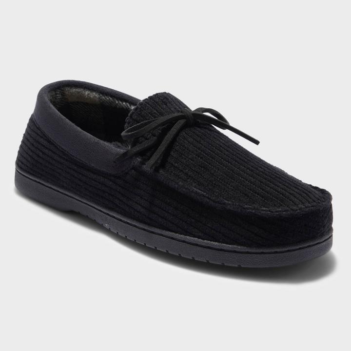 Men's Dluxe By Dearfoams Blake Moccasin Slippers - Black