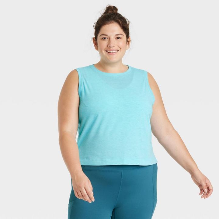 Women's Plus Size Cropped Tank Top - All In Motion Neon Blue