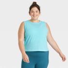 Women's Plus Size Cropped Tank Top - All In Motion Neon Blue