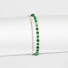 Silver Plated Green Aventurine Bead Pave Disc Bracelet - A New Day