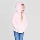 Toddler Girls' Teddy Bear Sherpa Zip-up - Cat & Jack Light Pink 2t, Toddler Girl's
