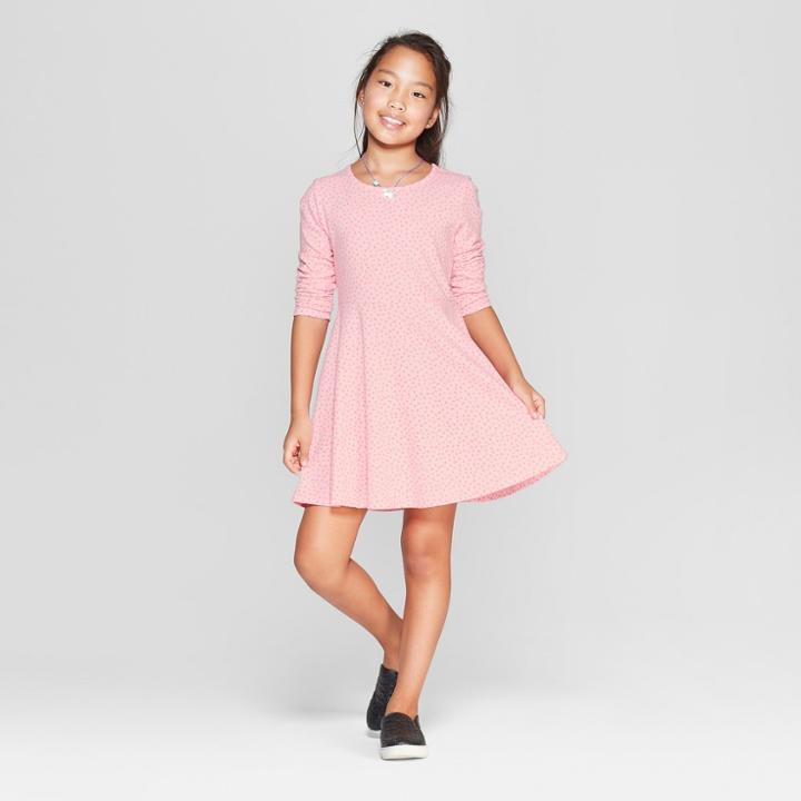 Girls' Short Sleeve Knit A Line Dress - Cat & Jack Pink