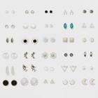 Target Thirty Pack With Moon, Glitter Paper And Stone Earring Set - Rhodium, Dark
