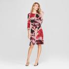 Women's Floral Print Lace Detail Knit Swing Dress - Spenser Jeremy - Black M,