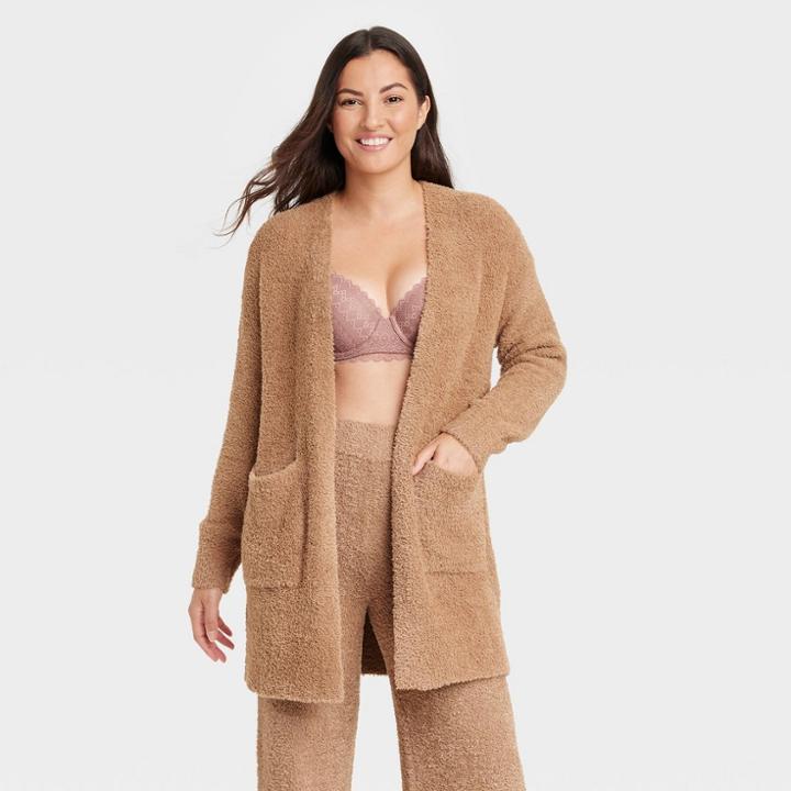 Women's Cozy Feather Yarn Cardigan - Stars Above Brown