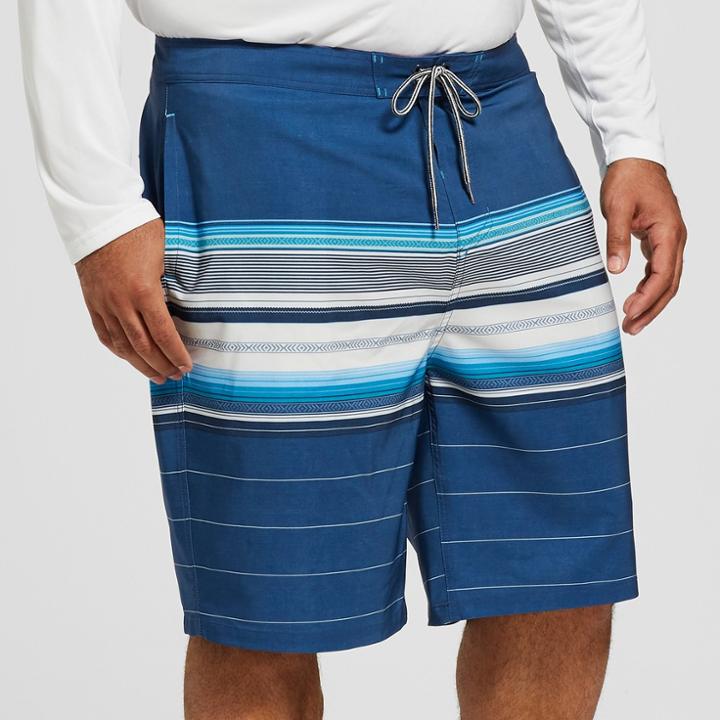 Target Men's Big & Tall Striped 10 Citation Board Shorts - Goodfellow & Co Blue