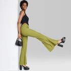 Women's High-rise Plisse Flare Pants - Wild Fable Green Xxs
