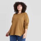 Women's Plus Size Crewneck Essential Sweatshirt - Ava & Viv Olive X, Green