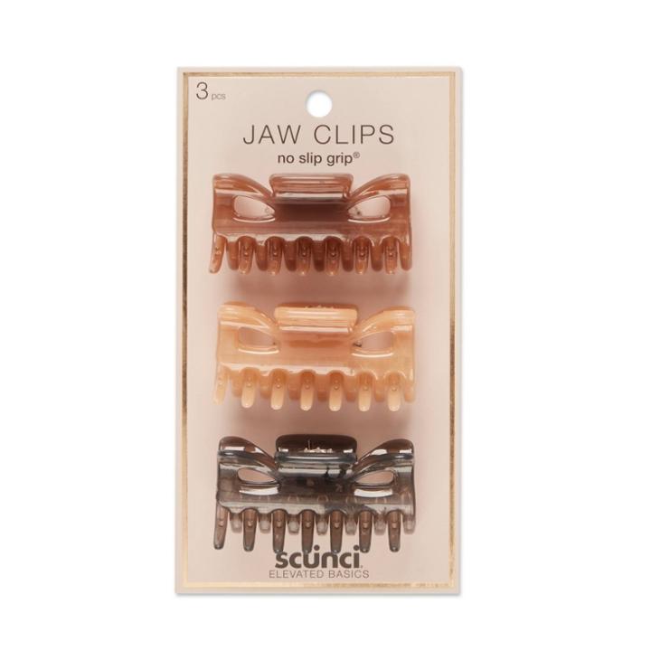 Scunci Basics Medium No Slip Jaw Clips - Glossy Neutral