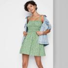 Women's Woven Sleeveless Smocked Waist Fit & Flare Dress - Wild Fable Green Floral