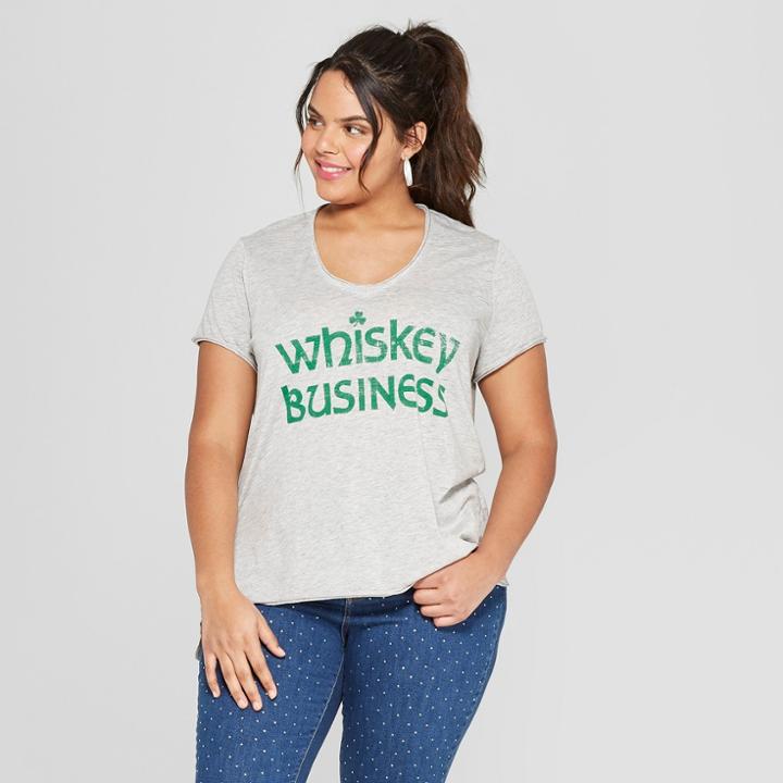 Women's Plus Size Short Sleeve Whiskey Business Graphic T-shirt - Grayson Threads - Gray