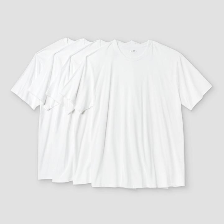 Men's Big & Tall Short Sleeve 4pk Crew-neck T-shirt - Goodfellow & Co White