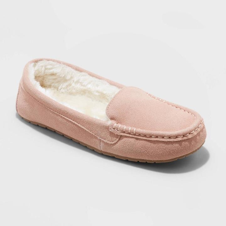 Women's Gemma Genuine Suede Moccasin Slippers - Stars Above Blush Pink