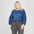 Women's Plus Size Long Blouson Sleeve Blouse - Universal Thread Indigo