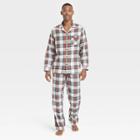 Men's Tall Holiday Tartan Plaid Flannel Matching Family Pajama Set - Wondershop Cream