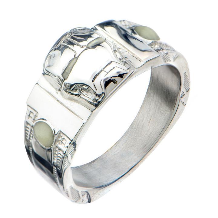 Men's Marvel Iron Man Face Glow Eyes Stainless Steel 3d Ring - (11), Size: