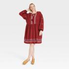 Women's Plus Size Balloon Long Sleeve Embroidered Dress - Knox Rose