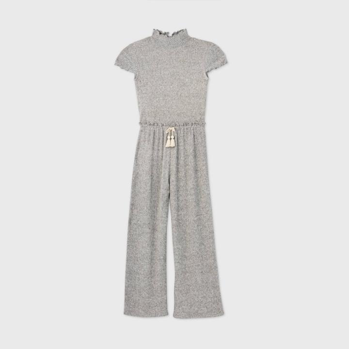 Girls' Tassel Tie Jumpsuit - Art Class Gray