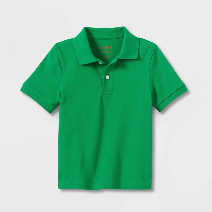 Toddler Boys' Short Sleeve Pique Uniform Polo Shirt - Cat & Jack Green