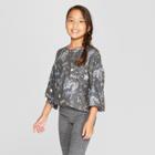 Girls' Cozy Crew With Puff Sleeve Sweatshirt - Art Class Black