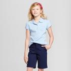 Girls' Short Sleeve Interlock Uniform Polo Shirt - Cat & Jack Blue
