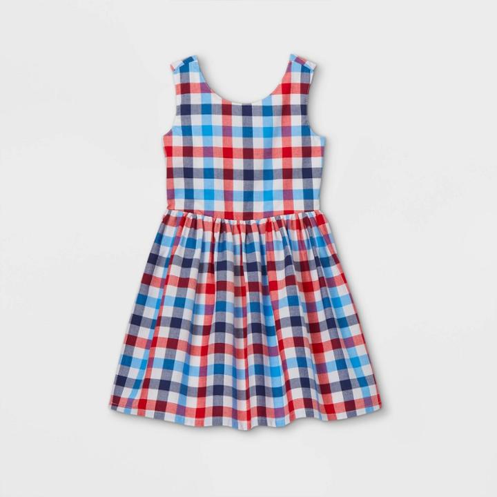 Girls' Americana Gingham Woven Sleeveless Dress - Cat & Jack Red/blue