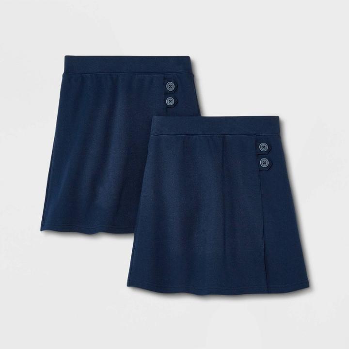 Girls' 2pk Pull-on Uniform Knit Skorts - Cat & Jack Navy
