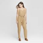 Women's Sleeveless V-neck Belted Wide Leg Jumpsuit - Universal Thread