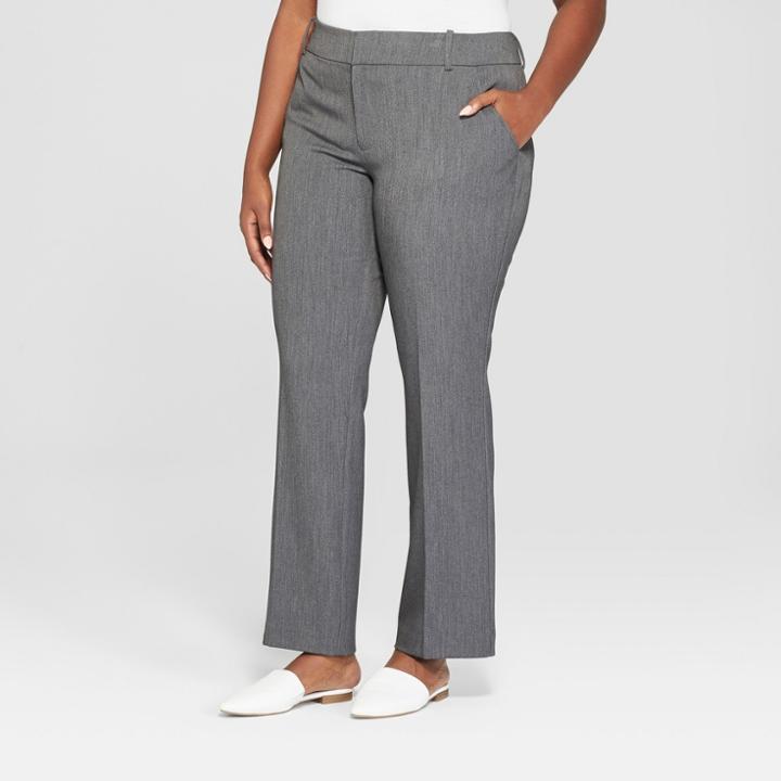 Women's Plus Size Bootcut Trouser Pants - Ava & Viv Gray 16w, Dark Heather
