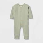 Grayson Collective Baby Cozy Ribbed Button-front Bodysuit - Sage Green