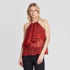 Women's Animal Print Halter Neck Top - Who What Wear Red