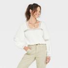 Women's Balloon Long Sleeve Cropped Blouse - Universal Thread White