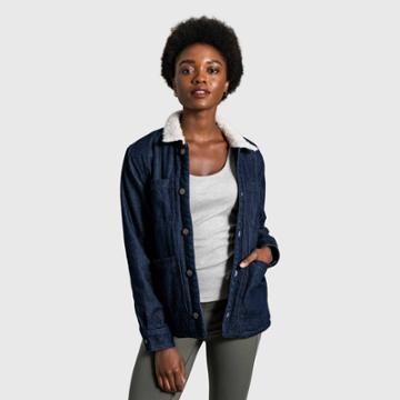 United By Blue Women's Recycled Sherpa-lined Chore Coat - Indigo Denim