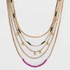 Layered Seed Bead Multi-strand Necklace - Universal Thread Purple