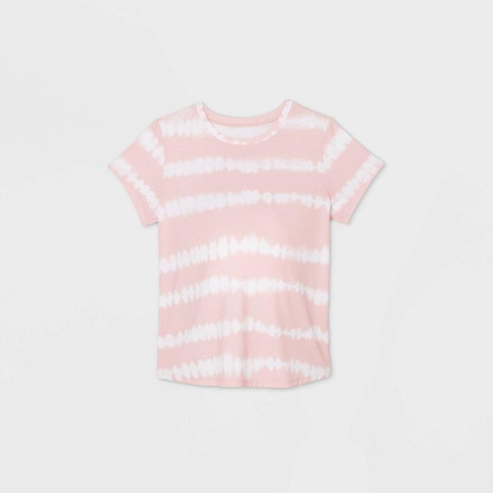 Maternity Striped Tie-dye Short Sleeve Scoop Neck T-shirt - Isabel Maternity By Ingrid & Isabel Pink