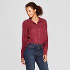 Women's Long Sleeve Soft Twill Button-down Shirt - Universal Thread Rose (pink)