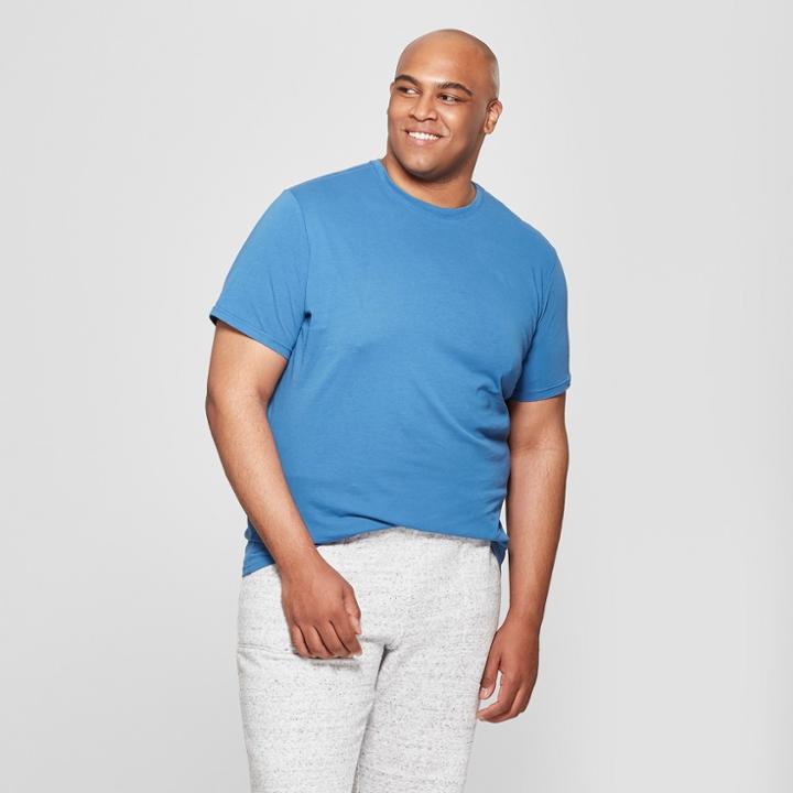 Men's Big & Tall Crew Short Sleeve T-shirt - Goodfellow & Co Riviera Blue