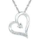 Target 0.01 Ct. T.w Round Diamond Prong And Miracle Set Heart Pendant In Sterling Silver (ij-i2-i3) (18), Women's, White