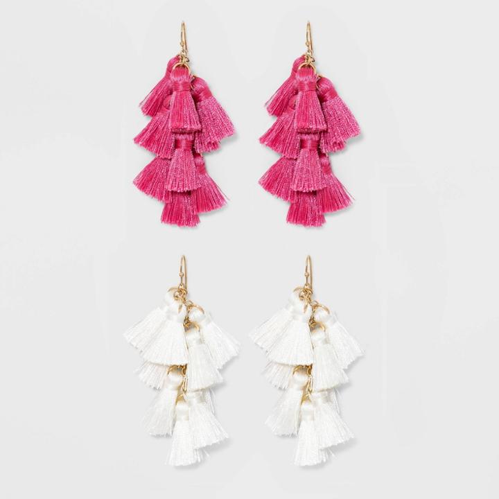 Sugarfix By Baublebar Trendy Tassel Earring Gift Set - Pink/white, Women's, Size: Small, Pink White