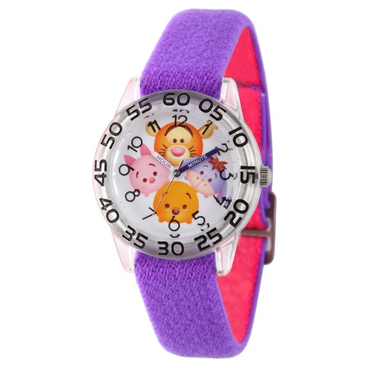 Girls' Disney Tigger-pooh-goofy-eeyore And Piglet Clear Plastic Time Teacher Watch - Purple