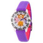 Girls' Disney Tigger-pooh-goofy-eeyore And Piglet Clear Plastic Time Teacher Watch - Purple