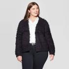 Women's Plus Size Long Sleeve Loopy Cardigan - Universal Thread Black