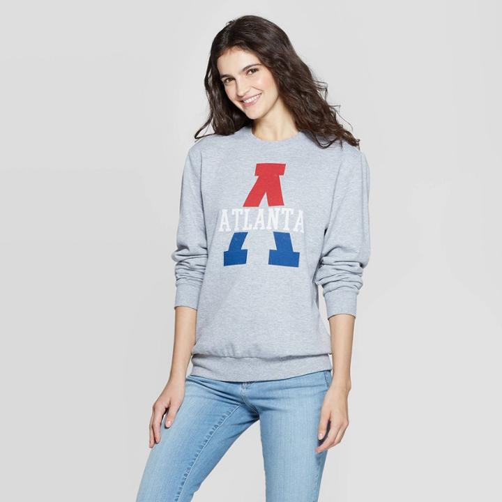Gender Inclusive Long Sleeve Crewneck Atlanta Graphic Sweatshirt - Awake Gray