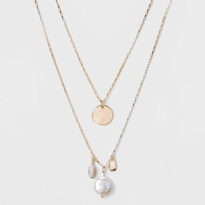 Two Row Pearl Necklace - A New Day Gold, Women's