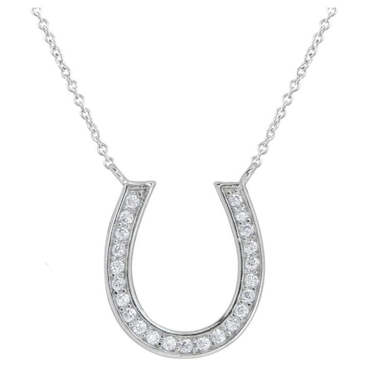 Target Horseshoe Necklace Plated Cubic Zirconia - White, Women's,