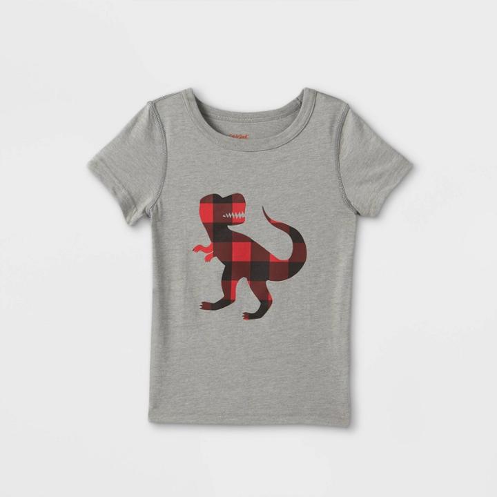 Toddler Boys' Adaptive Dinosaur Short Sleeve Graphic T-shirt - Cat & Jack Medium Heather Gray