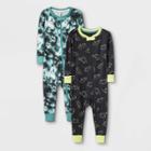 Toddler Boys' 2pk Dino 100% Cotton Snug Fit Pajama Jumpsuit - Cat & Jack White