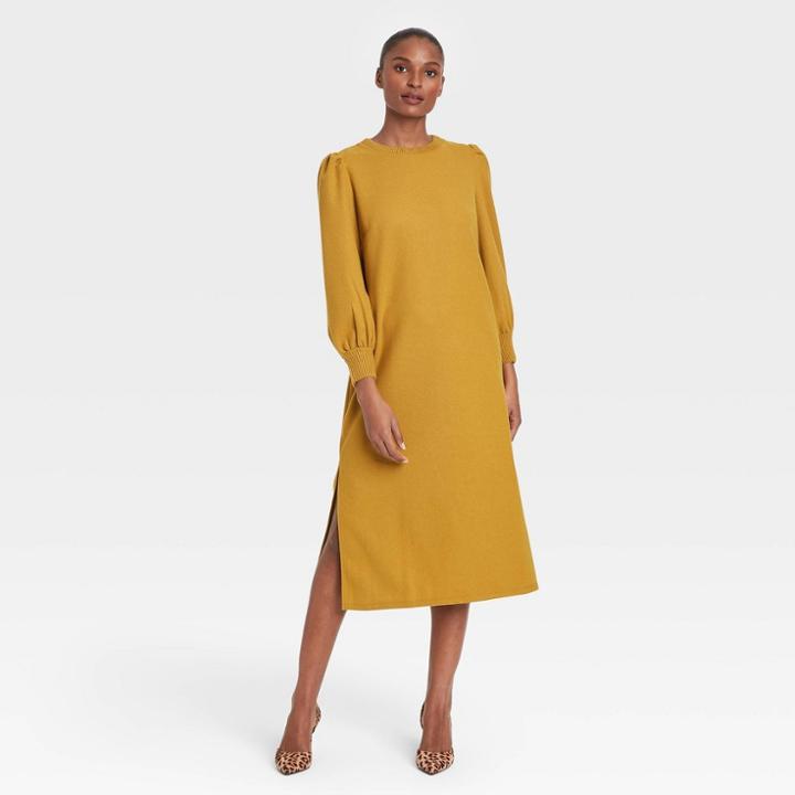 Women's Long Balloon Sleeve Dress - Who What Wear Yellow